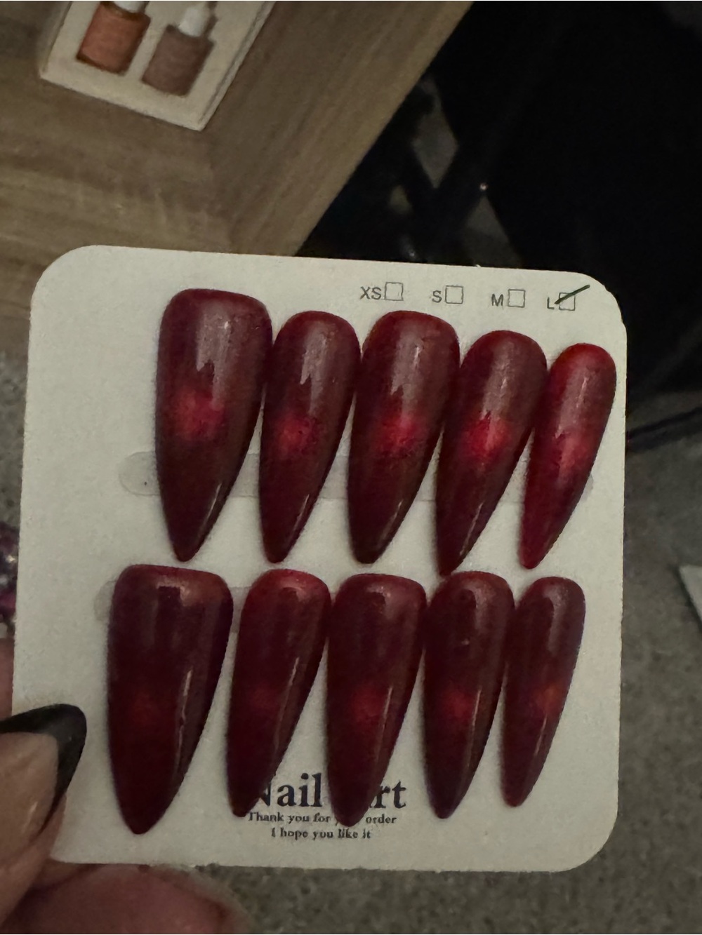 Handmade Deep Red Stiletto Press-On Nails